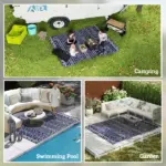 Outsunny Reversible Outdoor Rug, Waterproof Plastic Straw with Carry Bag, 8' x 10', Blue and White Geometric - Image 5