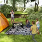 Outsunny Reversible Outdoor Rug, Waterproof Plastic Straw with Carry Bag, 8 ft x 10 ft, Blue and White Rhombus Border - Image 2