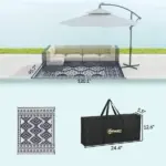 Outsunny Reversible Outdoor Rug, Waterproof Plastic Straw with Carry Bag, 8 ft x 10 ft, Blue and White Rhombus Border - Image 3