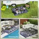 Outsunny Reversible Outdoor Rug, Waterproof Plastic Straw with Carry Bag, 8 ft x 10 ft, Blue and White Rhombus Border - Image 5