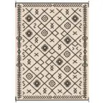 Outsunny Reversible Outdoor Rug, Waterproof Plastic Straw with Carry Bag, 9 ft x 12 ft, Black and Beige Rhombus
