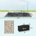 Outsunny Reversible Outdoor Rug, Waterproof Plastic Straw with Carry Bag, 9 ft x 12 ft, Black and Beige Rhombus - Image 3