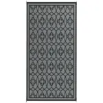 Reversible Outdoor Rug, Waterproof Plastic Straw with Carry Bag, 9' x 18', Black and Gray Lantern