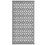 Reversible Outdoor Rug, Waterproof Plastic Straw with Carry Bag, 9' x 18', Black and Gray Lantern