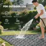 Reversible Outdoor Rug, Waterproof Plastic Straw with Carry Bag, 9' x 18', Black and Gray Lantern - Image 6