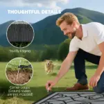 Reversible Outdoor Rug, Waterproof Plastic Straw with Carry Bag, 9' x 18', Black and Gray Lantern - Image 7