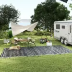 Reversible Outdoor Rug, Waterproof Plastic Straw with Carry Bag, 9' x 18', Black and Gray Lantern - Image 8