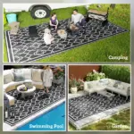 Reversible Outdoor Rug, Waterproof Plastic Straw with Carry Bag, 9' x 18', Black and Gray Lantern - Image 5