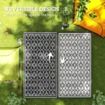 Reversible Outdoor Rug, Waterproof Plastic Straw with Carry Bag, 9' x 18', Black and Gray Lantern - Image 7