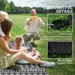 Reversible Outdoor Rug, Waterproof Plastic Straw with Carry Bag, 9' x 18', Black and White Rhombus Border - Image 8