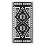 Reversible Outdoor Rug, Waterproof Plastic Straw with Carry Bag, 9' x 18', Black and White Square Patchwork - Image 12