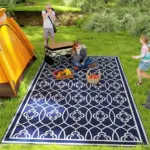 Reversible Outdoor Rug, Waterproof Plastic Straw with Carry Bag, 9' x 18', Blue and White Lantern - Image 2