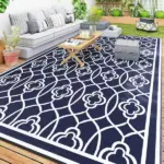 Reversible Outdoor Rug, Waterproof Plastic Straw with Carry Bag, 9' x 18', Blue and White Lantern - Image 11