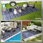 Reversible Outdoor Rug, Waterproof Plastic Straw with Carry Bag, 9' x 18', Blue and White Lantern - Image 5