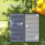 Reversible Outdoor Rug, Waterproof Plastic Straw with Carry Bag, 9' x 18', Blue and White Lantern - Image 7