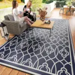 Reversible Outdoor Rug, Waterproof Plastic Straw with Carry Bag, 9' x 18', Blue and White Lantern - Image 9