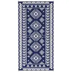 Reversible Outdoor Rug, Waterproof Plastic Straw with Carry Bag, 9' x 18', Blue and White Rhombus Patchwork - Image 12