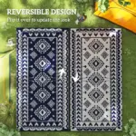 Reversible Outdoor Rug, Waterproof Plastic Straw with Carry Bag, 9' x 18', Blue and White Rhombus Patchwork - Image 7