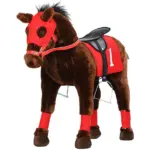 Qaba Ride on Horse for Kids 3-8 Years Old with Neighing Sound, Saddle and Stirrups