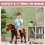 Qaba Ride on Horse for Kids 3-8 Years Old with Neighing Sound, Saddle and Stirrups - Image 4