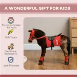 Qaba Ride on Horse for Kids 3-8 Years Old with Neighing Sound, Saddle and Stirrups - Image 7
