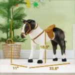 Qaba Ride on Horse for Toddlers 3-8 Years Old, Stuffed Animal Horse Toy with Neighing Sound, Brown - Image 3