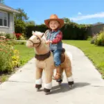 Qaba Ride on Horse, Plush Riding Pony for Ages 3-5, Walking Horse Animal with Wheels for Active Play, Brown - Image 2