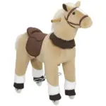 Qaba Ride on Horse, Plush Riding Pony for Ages 3-5, Walking Horse Animal with Wheels for Active Play, Brown - Image 11