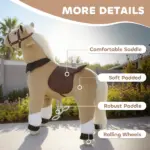 Qaba Ride on Horse, Plush Riding Pony for Ages 3-5, Walking Horse Animal with Wheels for Active Play, Brown - Image 6