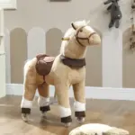 Qaba Ride on Horse, Plush Riding Pony for Ages 3-5, Walking Horse Animal with Wheels for Active Play, Brown - Image 9