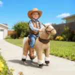 Qaba Ride on Horse, Plush Riding Pony for Ages 3-5, Walking Horse Animal with Wheels for Active Play, Brown - Image 10