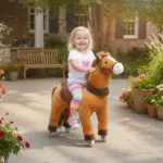 Ride on Horse, Plush Riding Pony for Ages 3-5, Walking Horse Animal with Wheels for Active Play, Dark Brown - Image 2