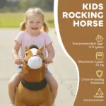 Ride on Horse, Plush Riding Pony for Ages 3-5, Walking Horse Animal with Wheels for Active Play, Dark Brown - Image 4