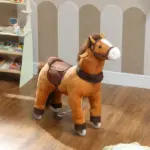 Ride on Horse, Plush Riding Pony for Ages 3-5, Walking Horse Animal with Wheels for Active Play, Dark Brown - Image 9