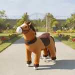 Ride on Horse, Plush Riding Pony for Ages 3-5, Walking Horse Animal with Wheels for Active Play, Dark Brown - Image 10