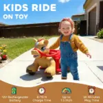 Ride On Horse Toy, 12V Battery Powered Ride on Toy with Carrot Toy, Comb and Sound, Electric Rocking Horse for Toddlers - Image 5