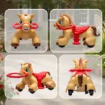 Ride On Horse Toy, 12V Battery Powered Ride on Toy with Carrot Toy, Comb and Sound, Electric Rocking Horse for Toddlers - Image 8