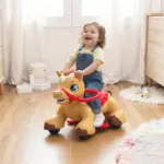 Ride On Horse Toy, 12V Battery Powered Ride on Toy with Carrot Toy, Comb and Sound, Electric Rocking Horse for Toddlers - Image 10