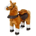 Qaba Ride on Horse, Walking Horse Toy Kids Riding Pony with Wheels, Neighing Sound for 3-5 Years, up to 132 Pounds