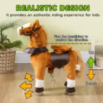 Qaba Ride on Horse, Walking Horse Toy Kids Riding Pony with Wheels, Neighing Sound for 3-5 Years, up to 132 Pounds - Image 4