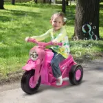 Qaba Ride On Motorcycle, 6V Ride on Bubble Car, 3 Wheeled Electric Motorcycle for Kids with LED Headlight, Music, Pink - Image 2