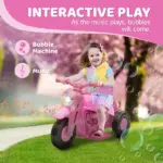 Qaba Ride On Motorcycle, 6V Ride on Bubble Car, 3 Wheeled Electric Motorcycle for Kids with LED Headlight, Music, Pink - Image 4