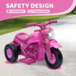 Qaba Ride On Motorcycle, 6V Ride on Bubble Car, 3 Wheeled Electric Motorcycle for Kids with LED Headlight, Music, Pink - Image 5