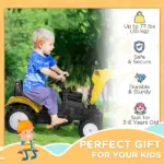 Aosom Ride-On Toy Pedal Digger Excavator, Pretend Play Construction Car with Horn, for Kids Toddlers 3+, Yellow - Image 4