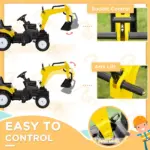 Aosom Ride-On Toy Pedal Digger Excavator, Pretend Play Construction Car with Horn, for Kids Toddlers 3+, Yellow - Image 5