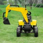 Aosom Ride-On Toy Pedal Digger Excavator, Pretend Play Construction Car with Horn, for Kids Toddlers 3+, Yellow - Image 7