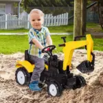 Aosom Ride-On Toy Pedal Digger Excavator, Pretend Play Construction Car with Horn, for Kids Toddlers 3+, Yellow - Image 10
