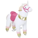 Ride on Unicorn Toy for Kids 3-5 Years, 29.5 Inch Plush Baby Rocking Horse with Wheels, No Battery Required, White - Image 11