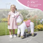 Ride on Unicorn Toy for Kids 3-5 Years, 29.5 Inch Plush Baby Rocking Horse with Wheels, No Battery Required, White - Image 3