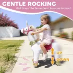 Ride on Unicorn Toy for Kids 3-5 Years, 29.5 Inch Plush Baby Rocking Horse with Wheels, No Battery Required, White - Image 5